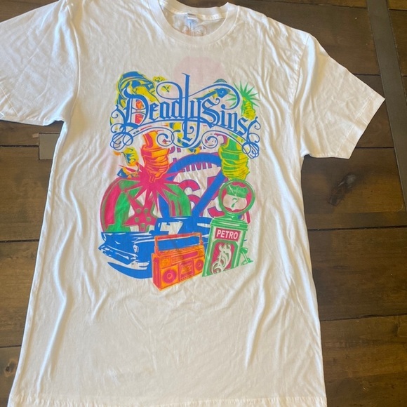 Deadly Sins neon front and back graphic tee single stitch sleeve size L - Picture 1 of 6